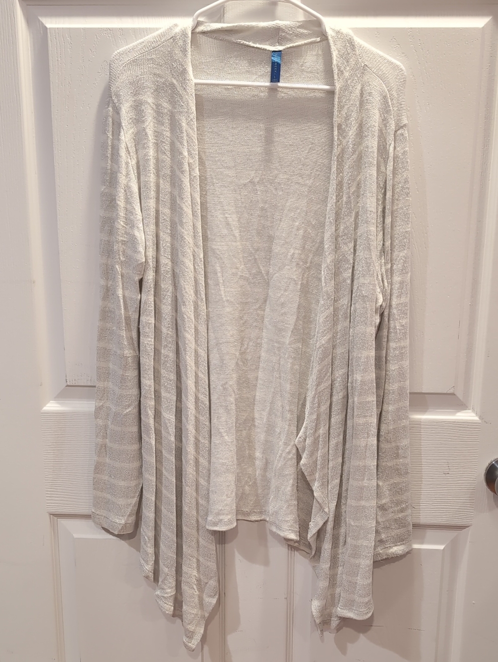 Women's Falls Creek Sparkly Open-Front Lightweight Cardigan White/Silver L